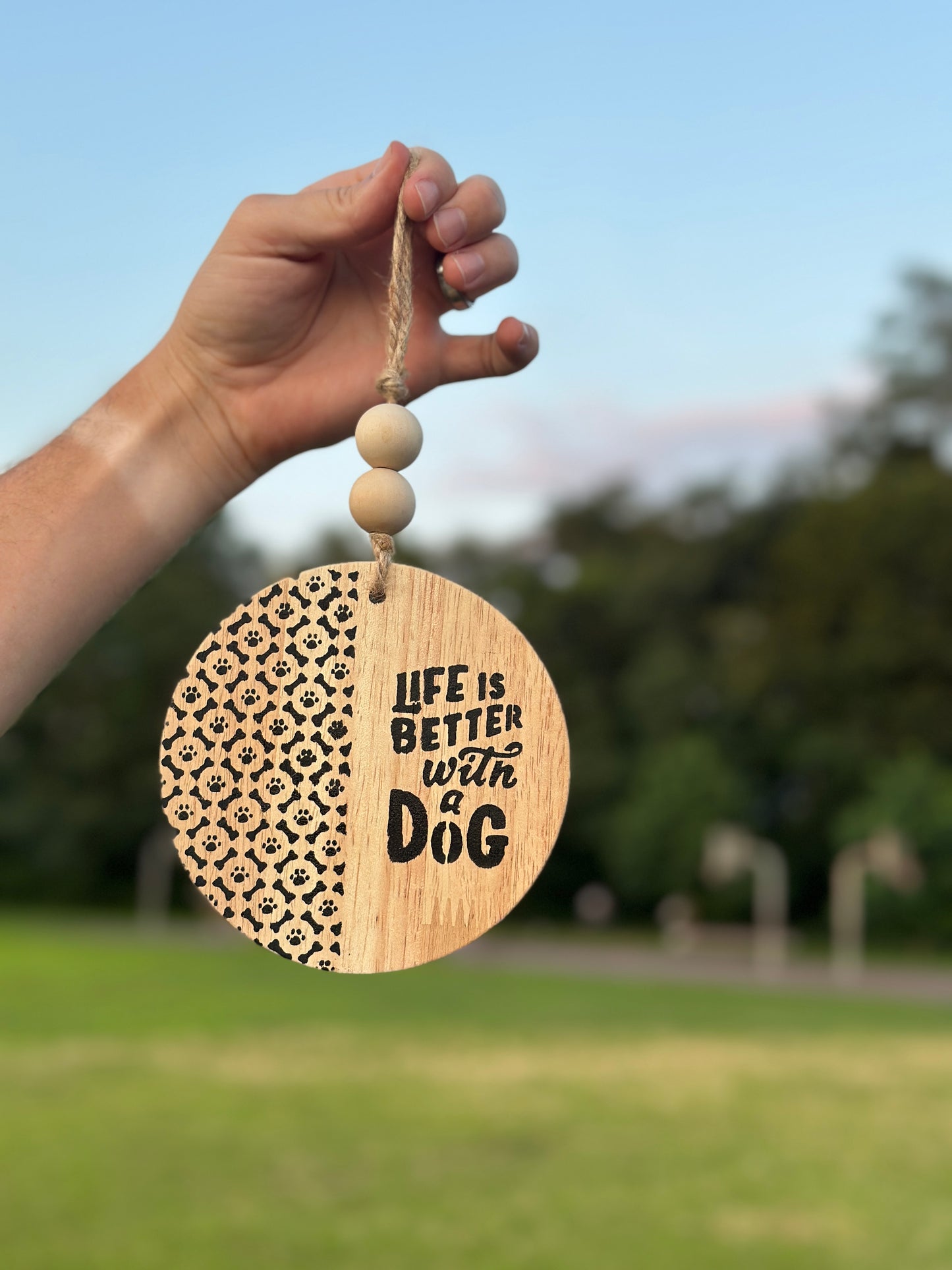 Life is Better with a Dog Wooden Ornament - Rustic Dog Lover’s Home Décor