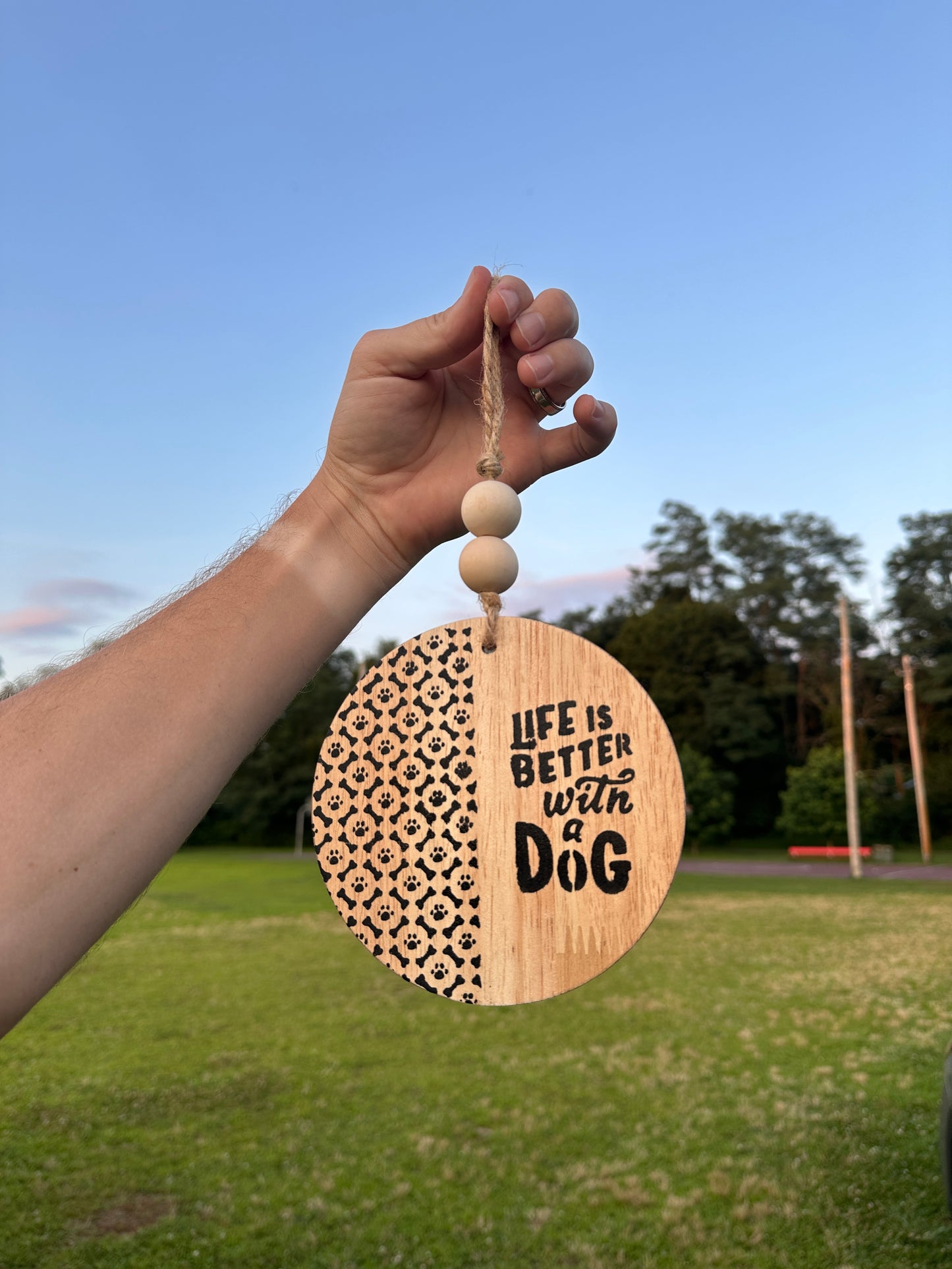 Life is Better with a Dog Wooden Ornament - Rustic Dog Lover’s Home Décor