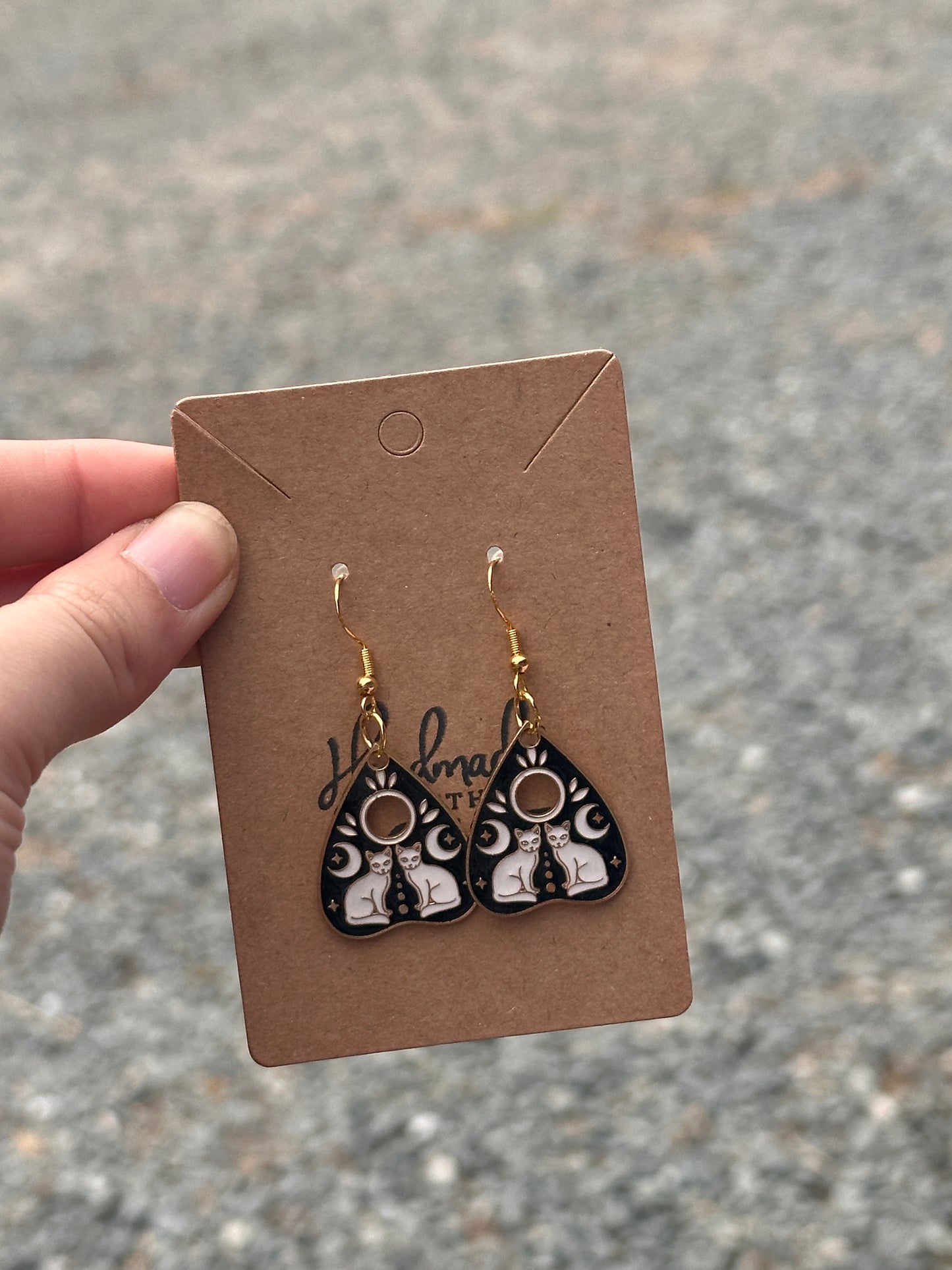 Double White Cat Dangle Earrings - Charming Feline Duo