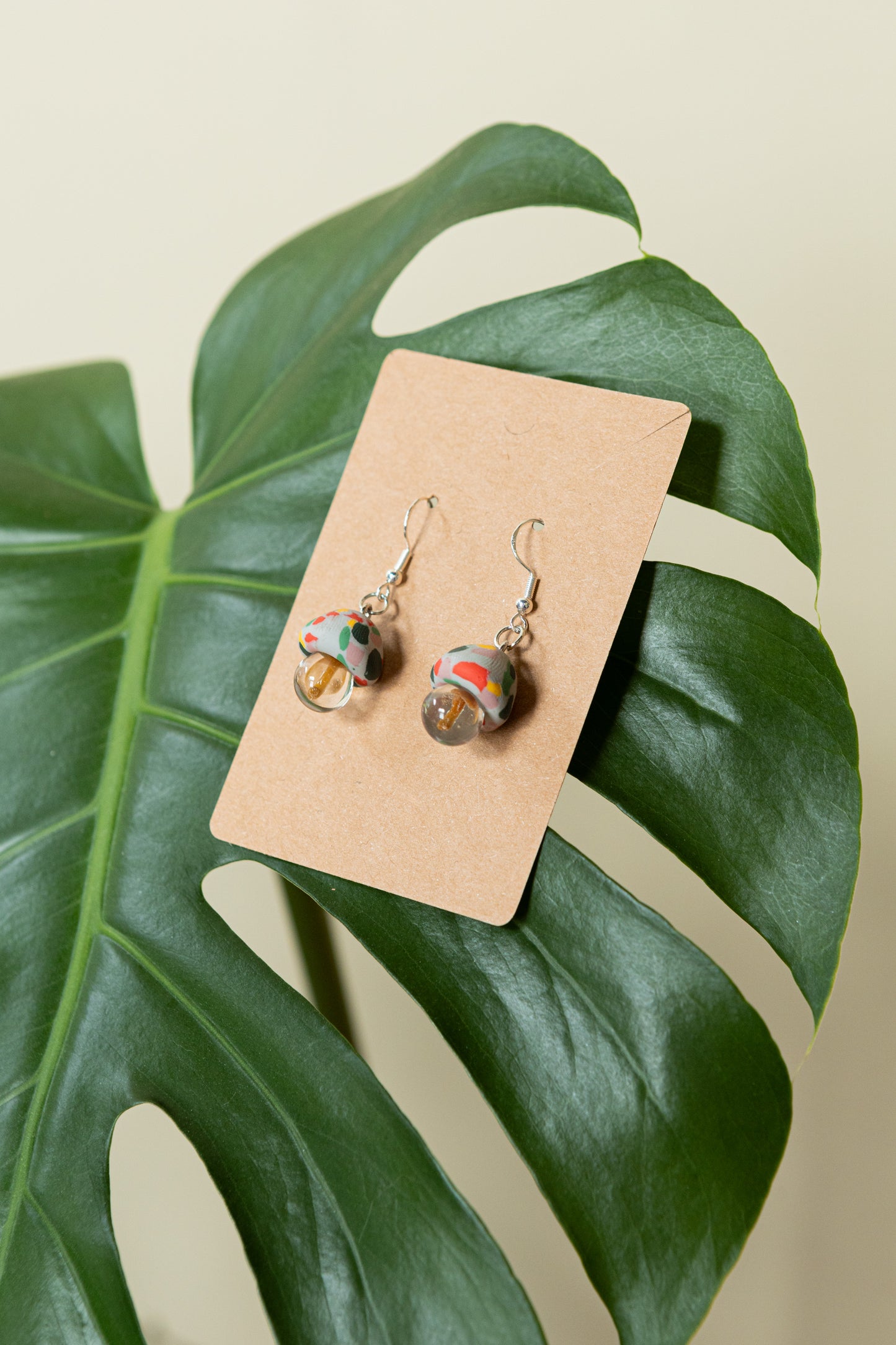 Handmade Mushroom Marble Earrings | Whimsical Nature-Inspired Jewelry | Unique Statement Dangle Earrings | Boho Forest Accessories