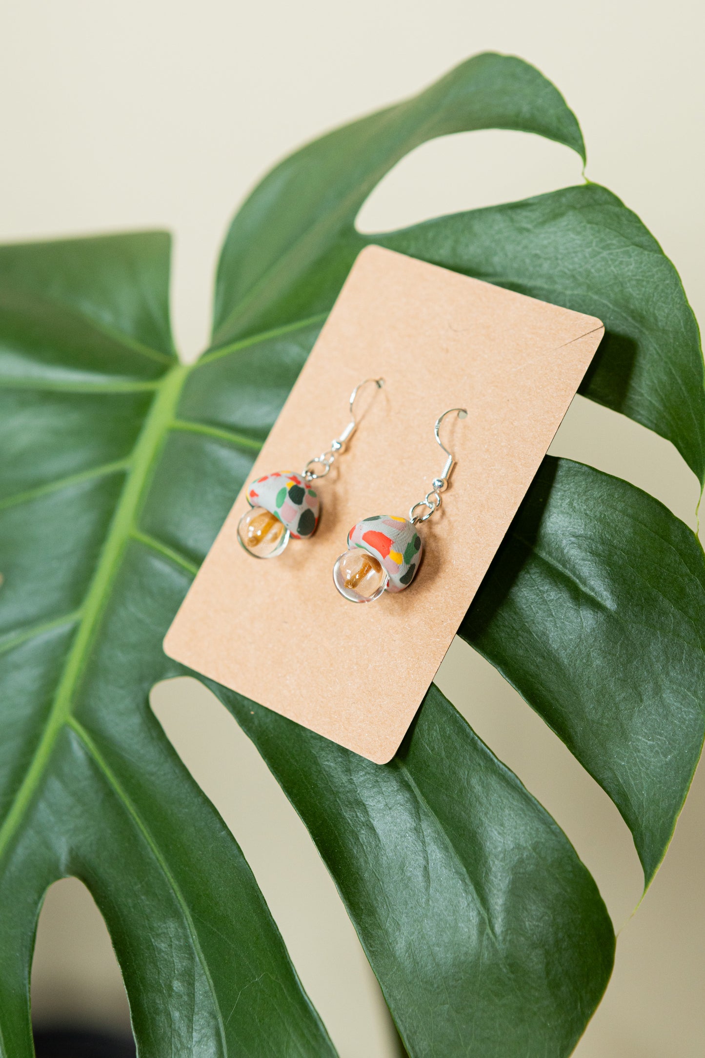 Handmade Mushroom Marble Earrings | Whimsical Nature-Inspired Jewelry | Unique Statement Dangle Earrings | Boho Forest Accessories