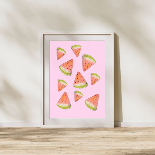 Vibrant Watercolor Painted Watermelon Print - Limited Edition Art